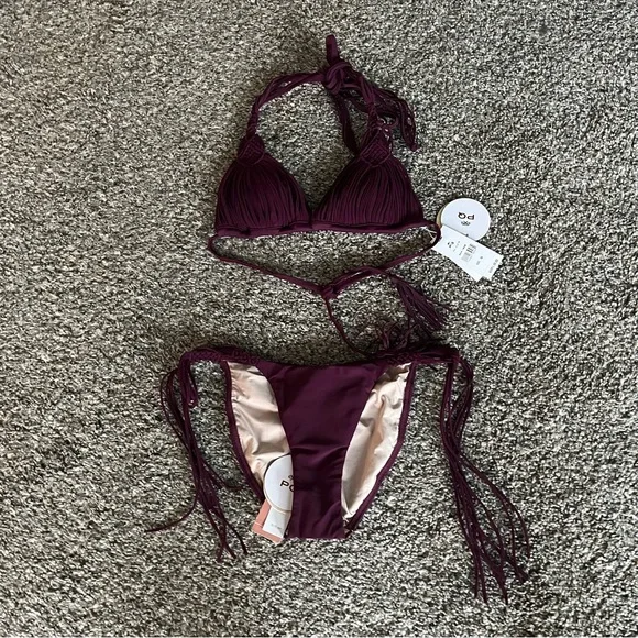 PQ swim Mila bathing suit set in Sangria small top and medium bottom NWT - Picture 3 of 14